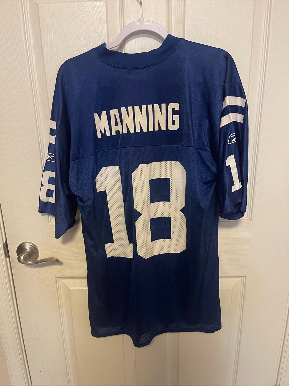 Blue Manning #18 Men's Football Jersey